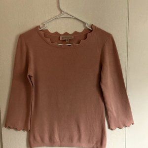 Blush Pink 3/4 Sleeve Philosophy Sweater